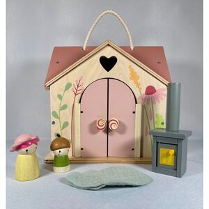 Tender Leaf Toys Rosewood Cottage, Beautiful Portable Wooden Dollhouse